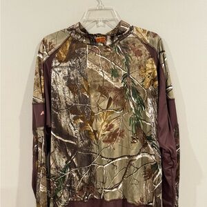 Russell Outdoors Camo Shirt Mens XL Brown APX G2 Scent Stop Hunting
